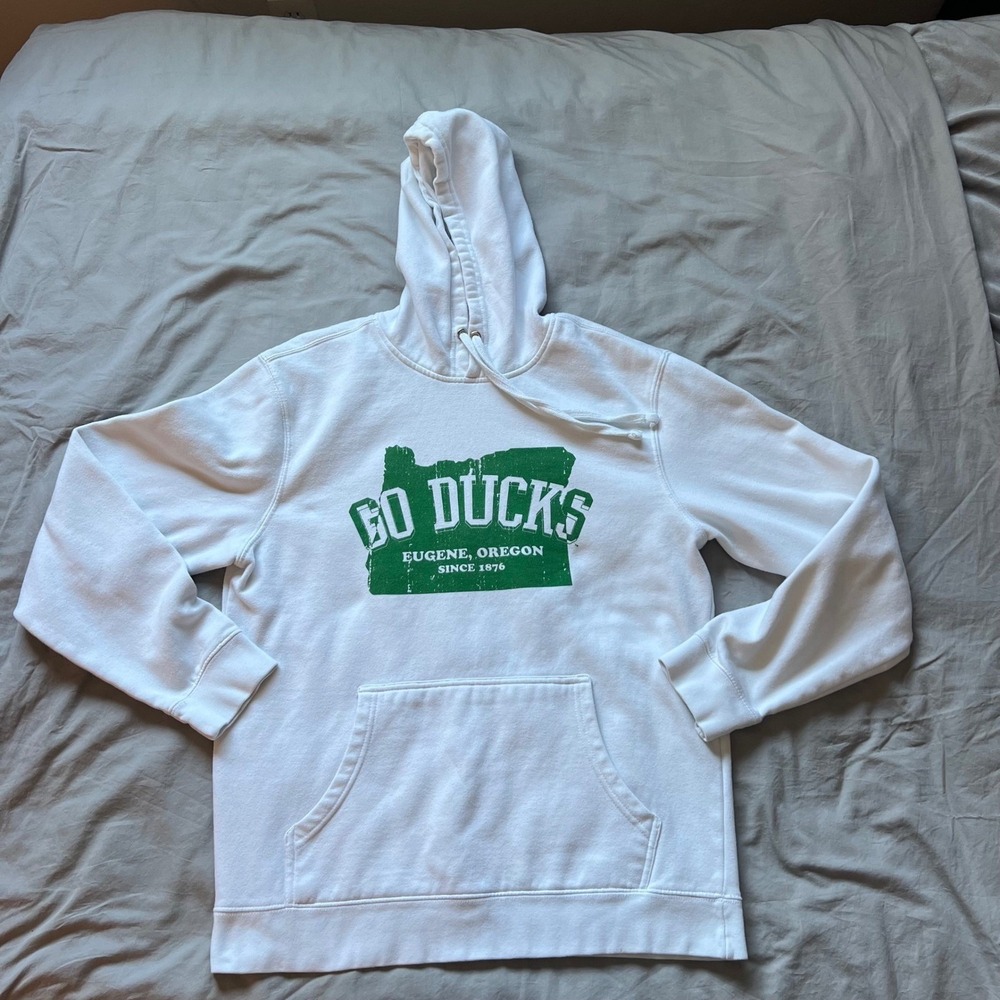 Oregon Ducks Hoodie Unisex Size Small College University Go Ducks White Football - Picture 2 of 12